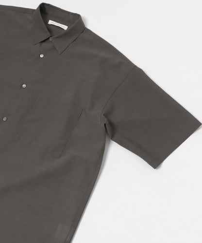 可水洗羊毛精紡短袖襯衫