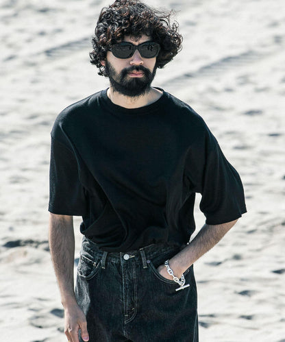 new basic 可水洗美麗諾羊毛短袖T恤