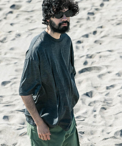 new basic 可水洗美麗諾羊毛短袖T恤