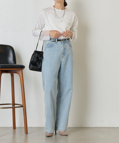 袖口蕾絲針織衫