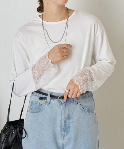袖口蕾絲針織衫