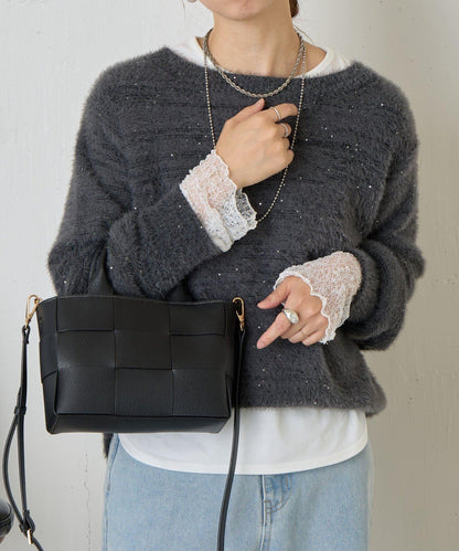 袖口蕾絲針織衫