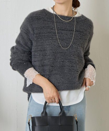 袖口蕾絲針織衫