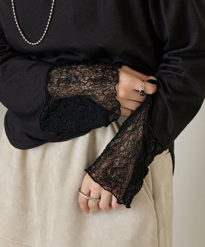 袖口蕾絲針織衫