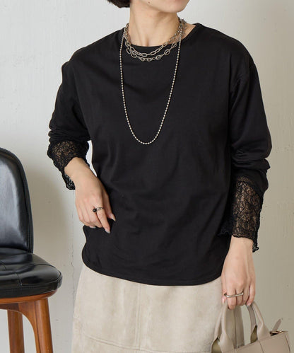 袖口蕾絲針織衫