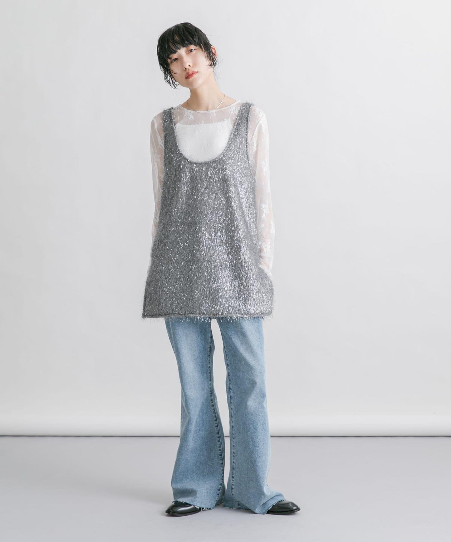 「34碼/適合身材較矮人群」彈力喇叭牛仔褲