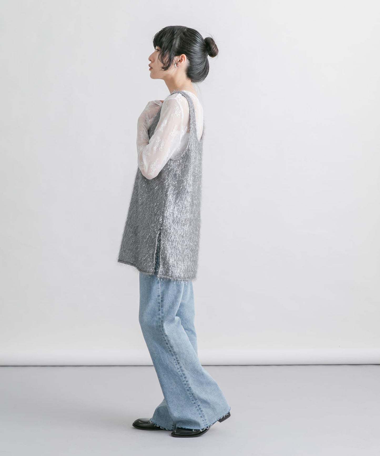 「34碼/適合身材較矮人群」彈力喇叭牛仔褲