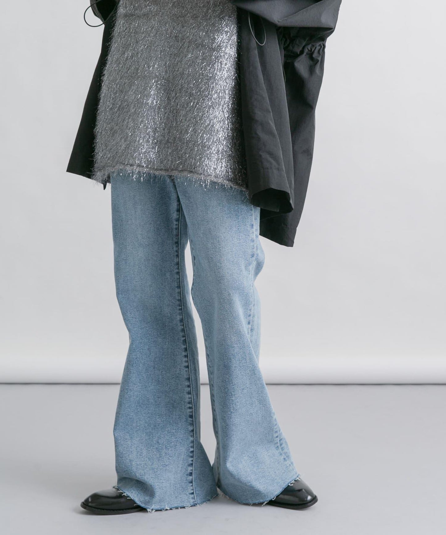 「34碼/適合身材較矮人群」彈力喇叭牛仔褲