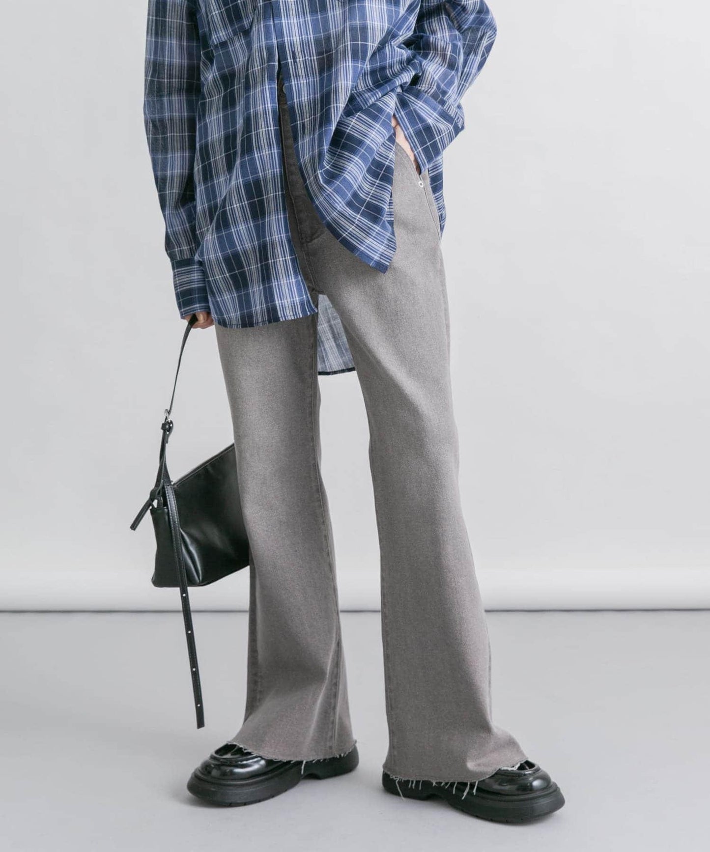 「34碼/適合身材較矮人群」彈力喇叭牛仔褲