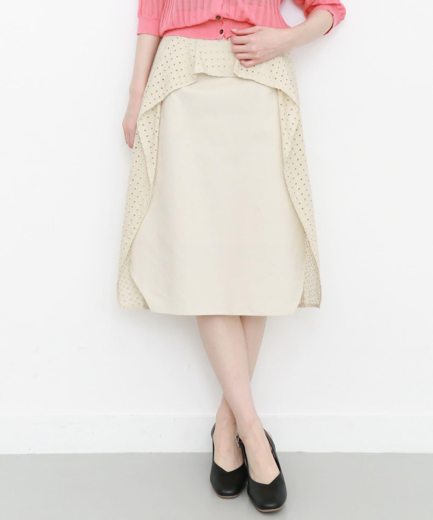 荷葉邊蕾絲不對稱半身裙