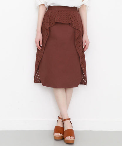 荷葉邊蕾絲不對稱半身裙