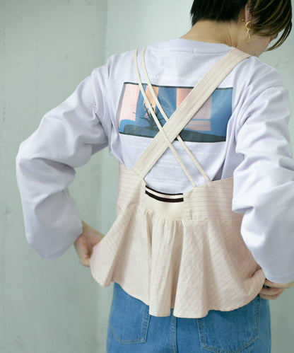 條紋不對稱吊帶背心∴