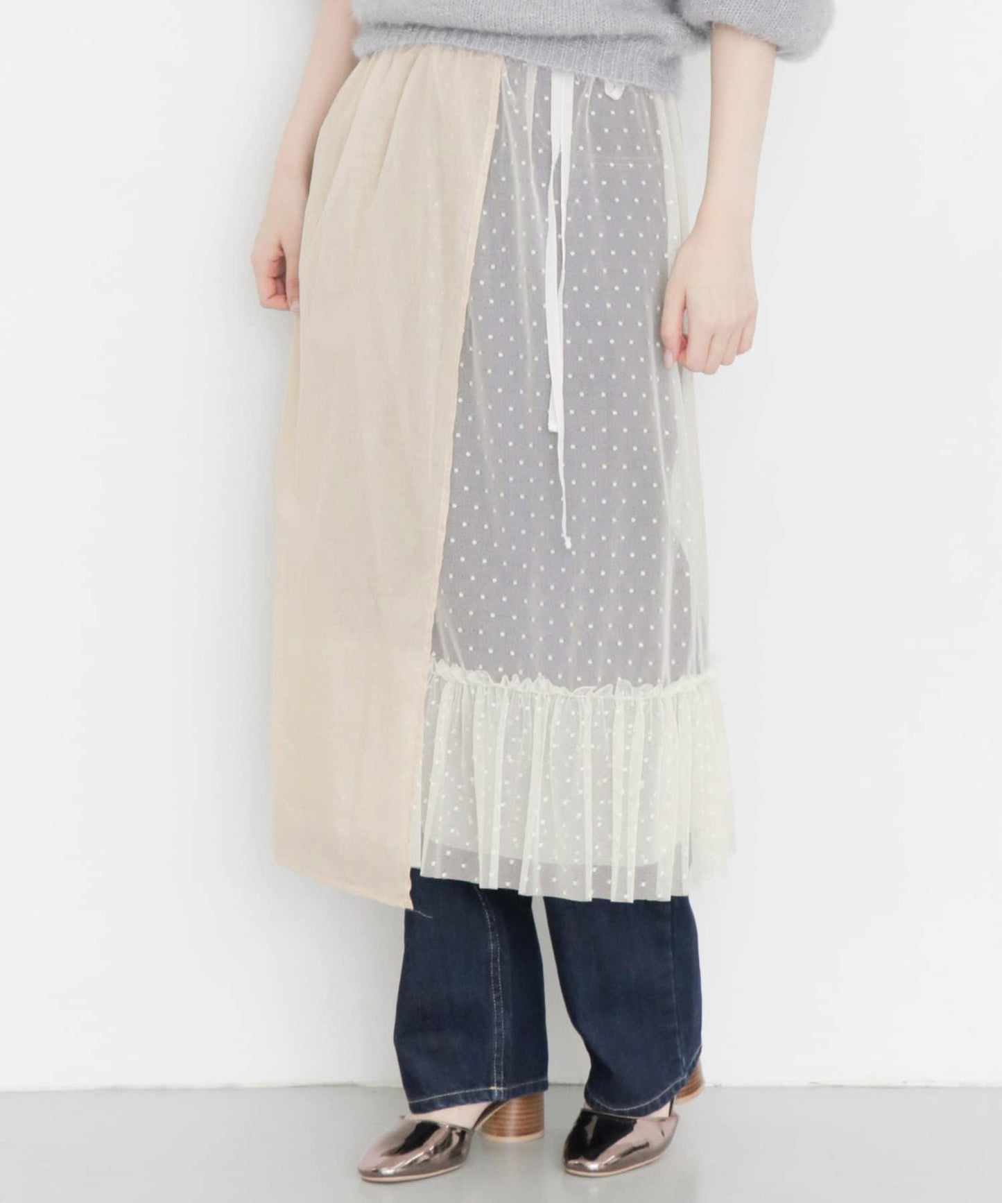 層疊透視系圍裹半身裙∴