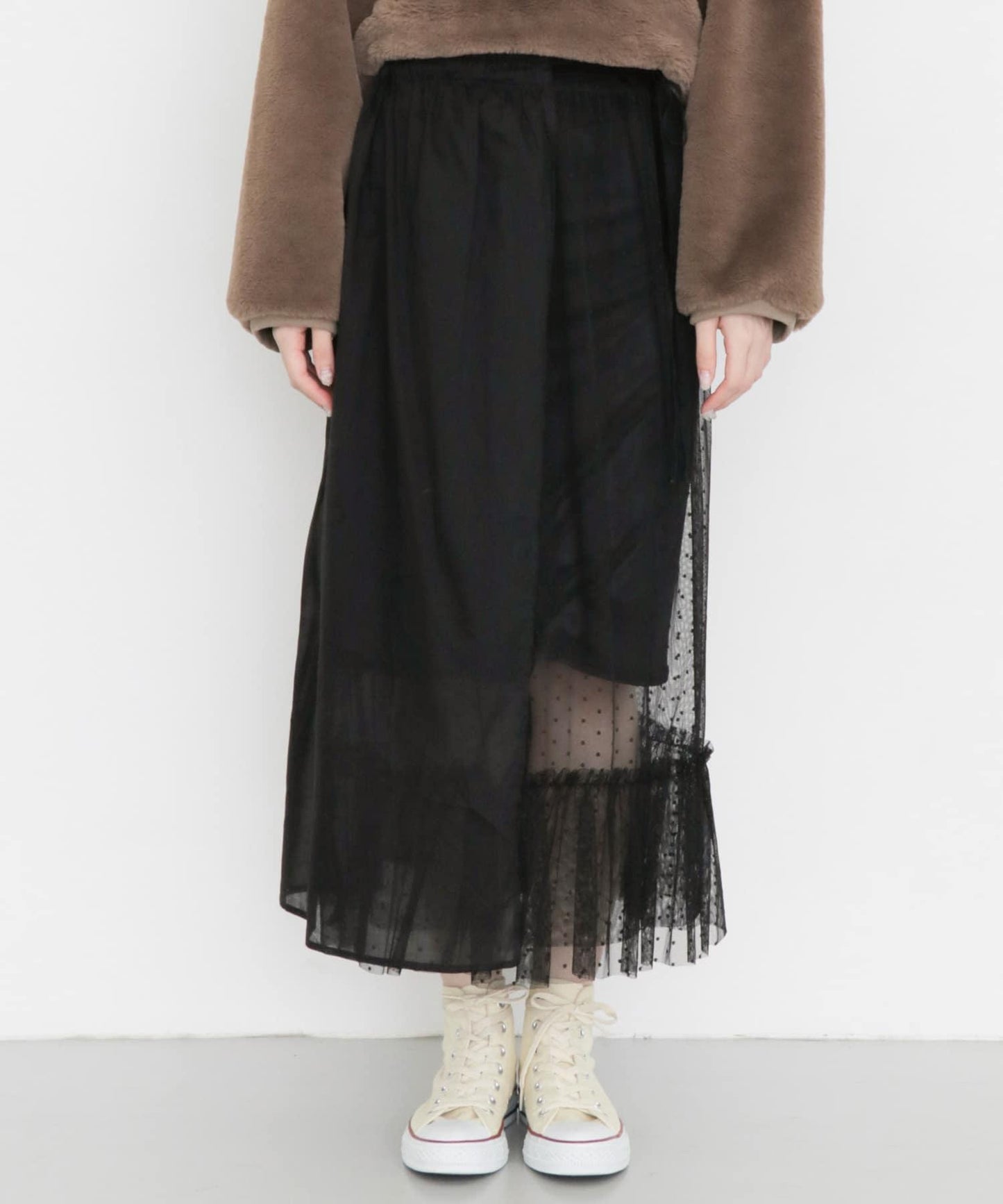 層疊透視系圍裹半身裙∴