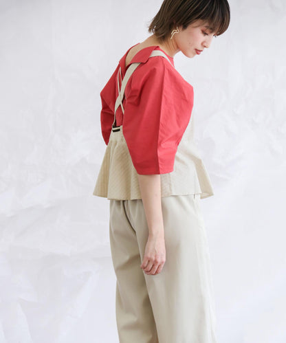 條紋不對稱吊帶背心∴