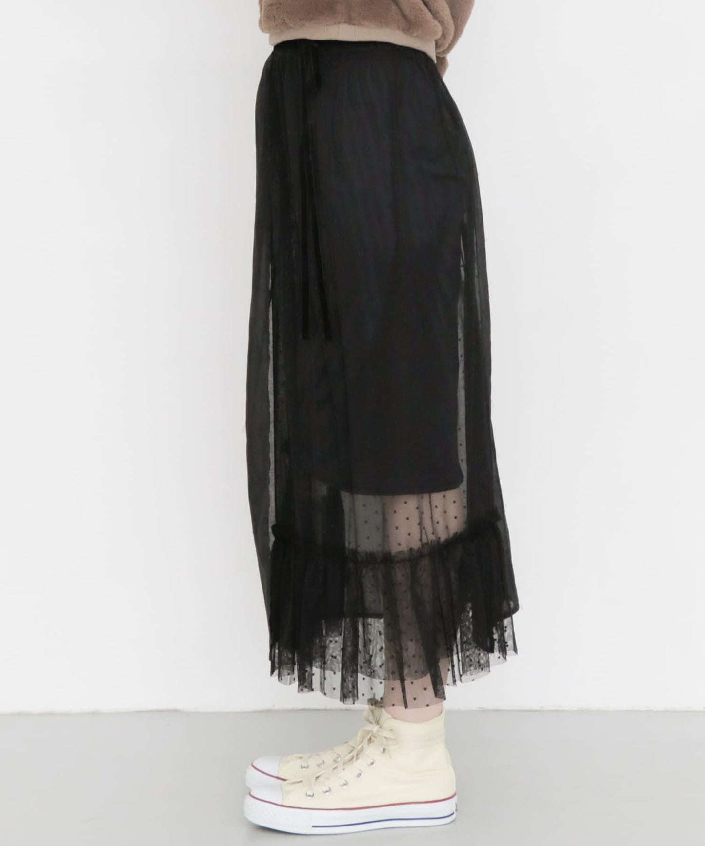 層疊透視系圍裹半身裙∴