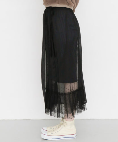 層疊透視系圍裹半身裙∴