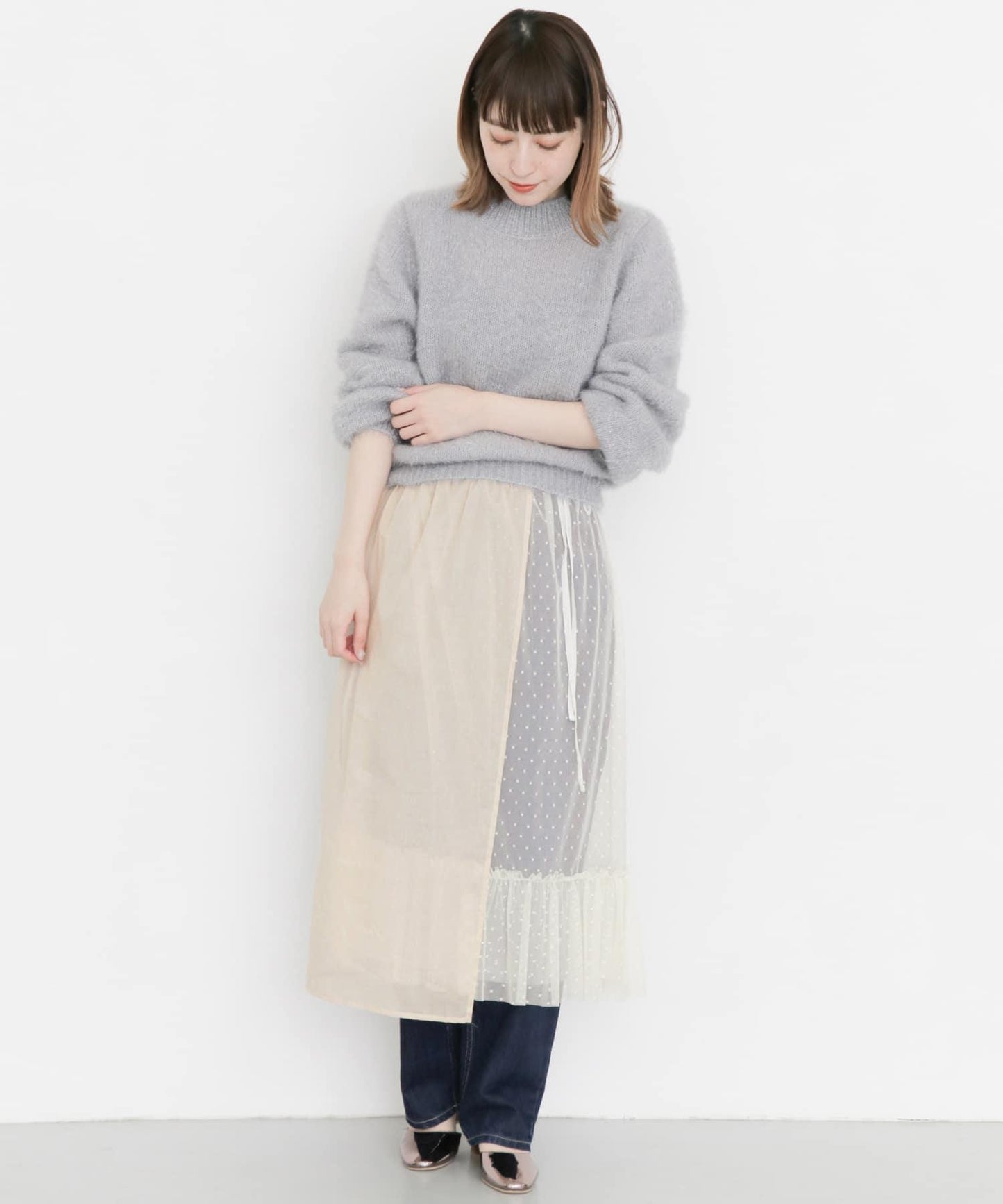 層疊透視系圍裹半身裙∴