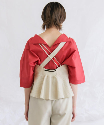 條紋不對稱吊帶背心∴