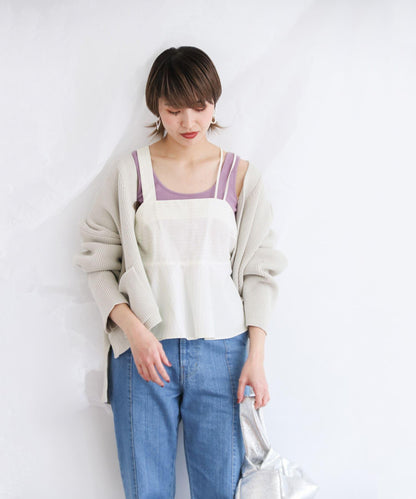 條紋不對稱吊帶背心∴