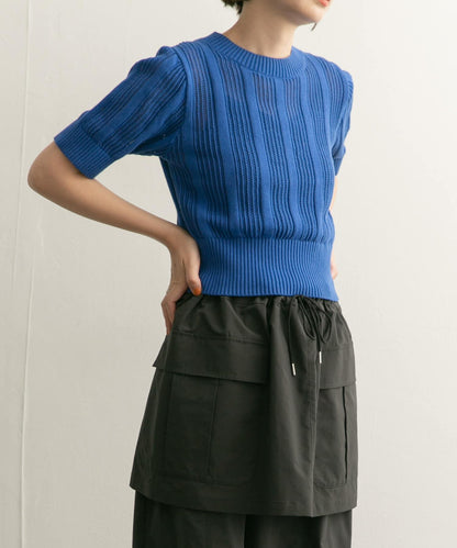 透視條紋修身針織衫