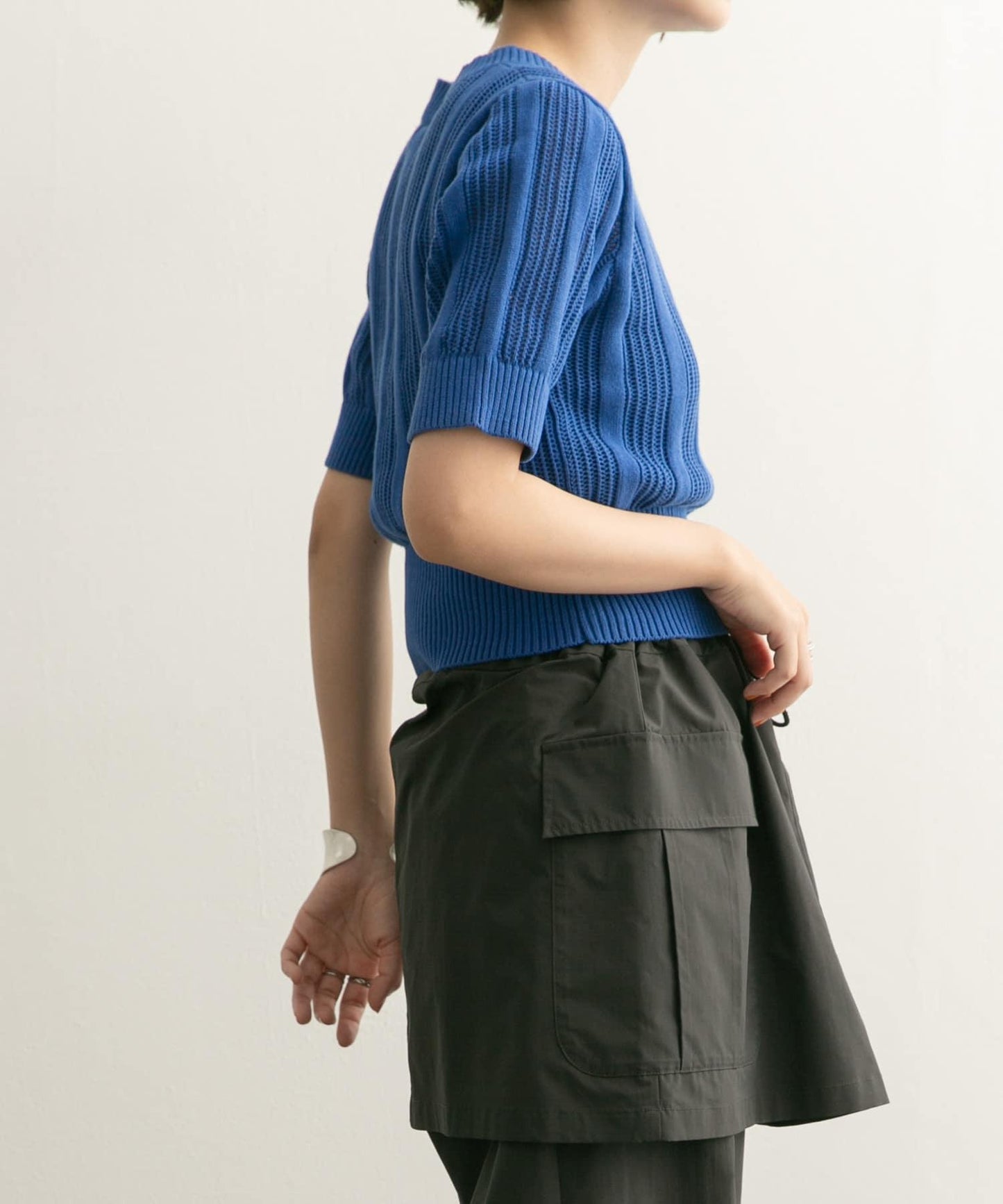 透視條紋修身針織衫