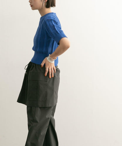 透視條紋修身針織衫