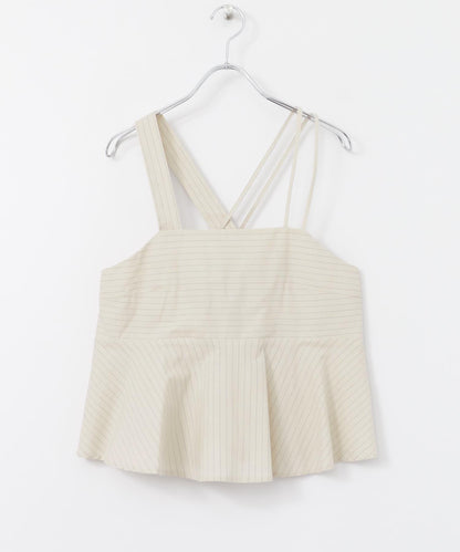 條紋不對稱吊帶背心∴