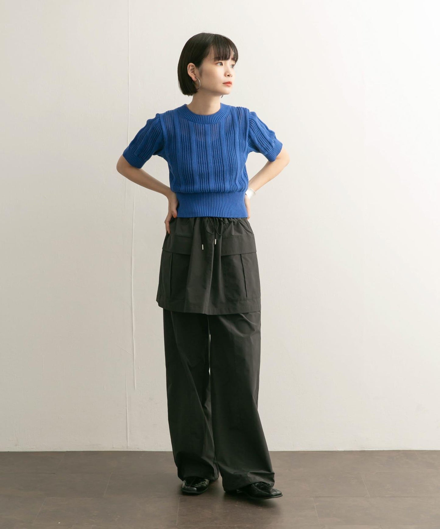 透視條紋修身針織衫