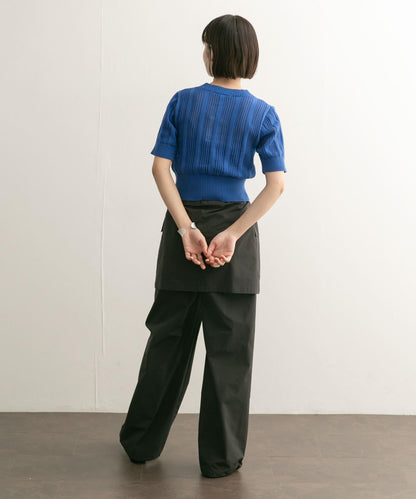 透視條紋修身針織衫