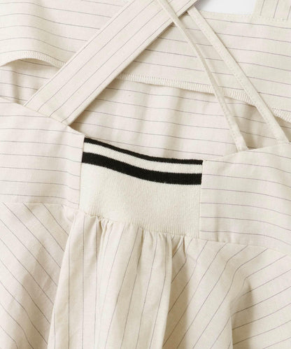 條紋不對稱吊帶背心∴