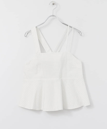 條紋不對稱吊帶背心∴