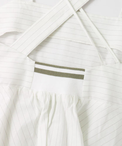 條紋不對稱吊帶背心∴