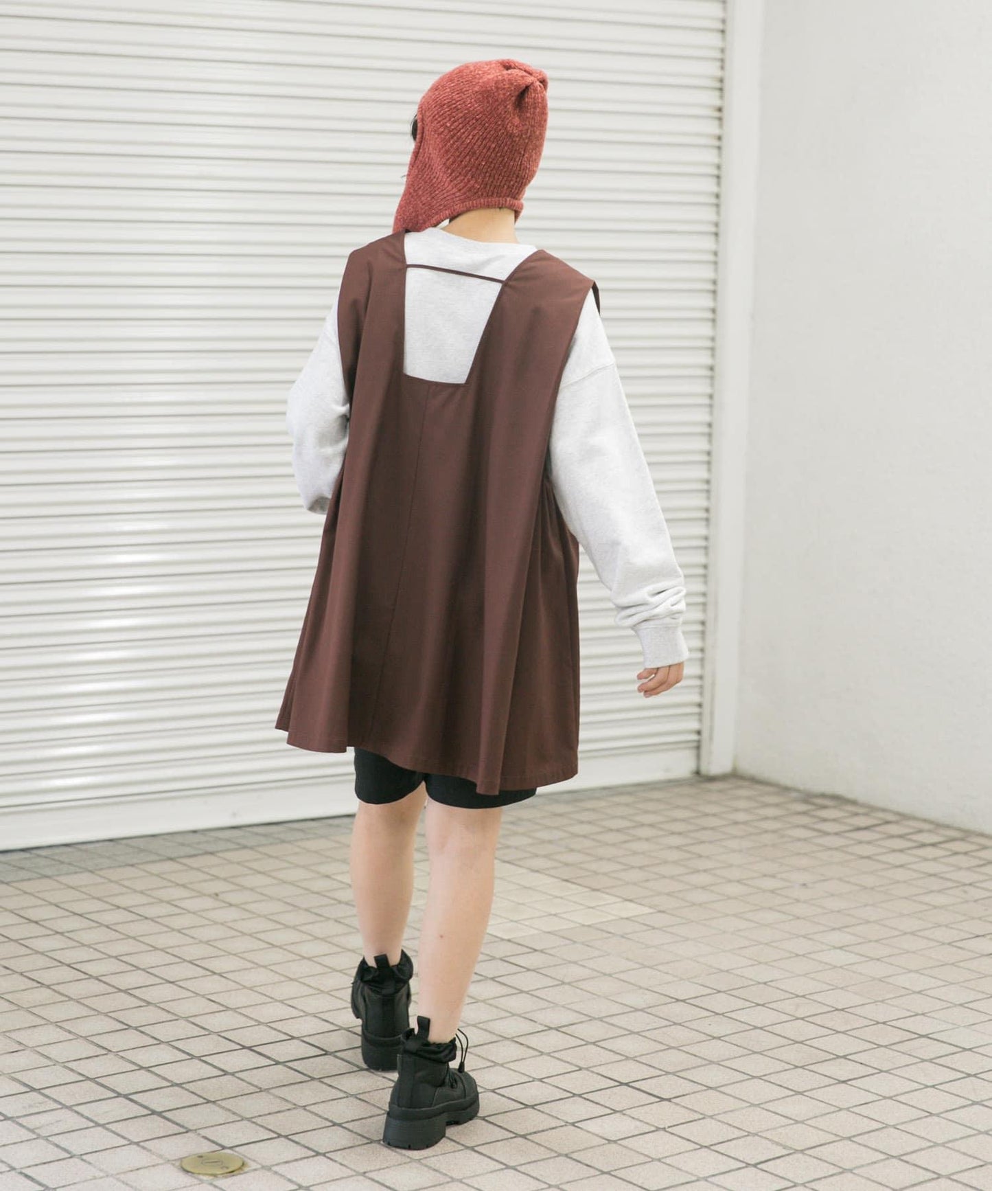 肩部褶皺設計迷你連衣裙