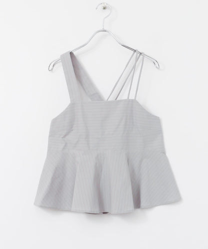 條紋不對稱吊帶背心∴