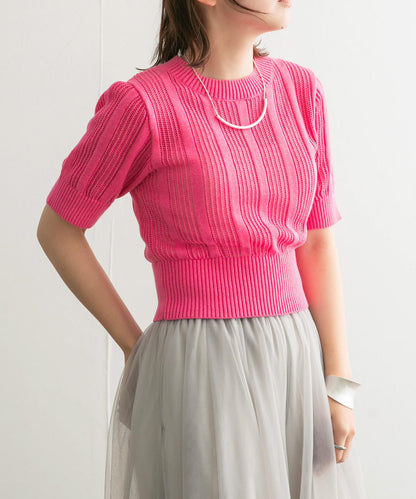 透視條紋修身針織衫