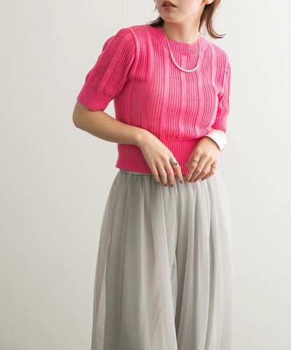 透視條紋修身針織衫