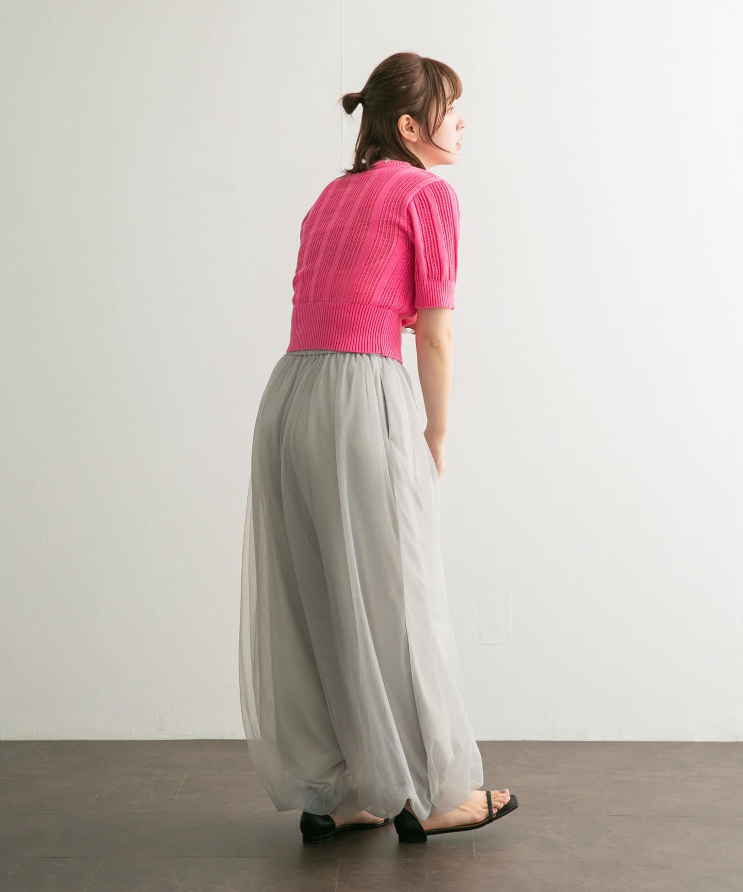 透視條紋修身針織衫