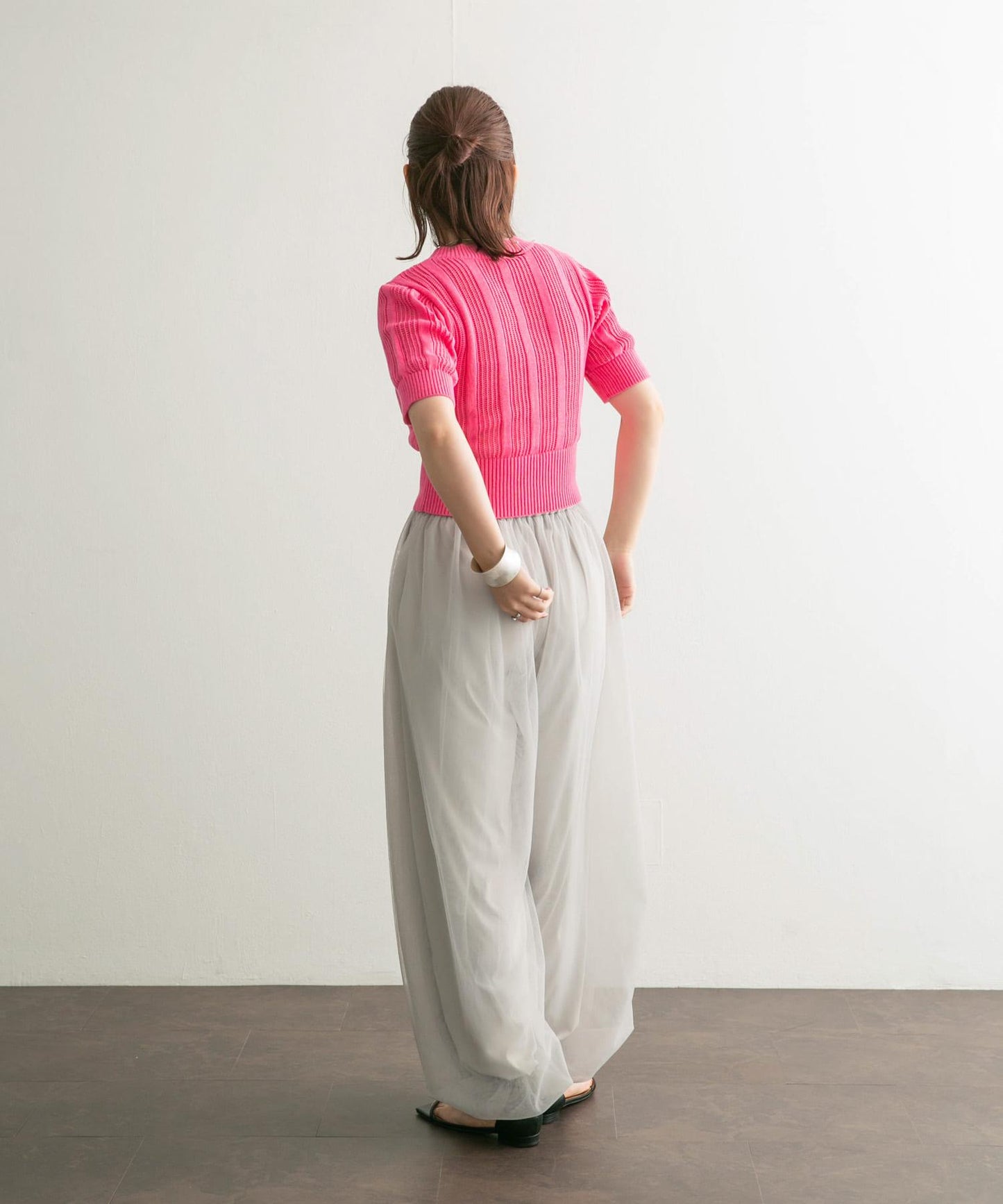 透視條紋修身針織衫