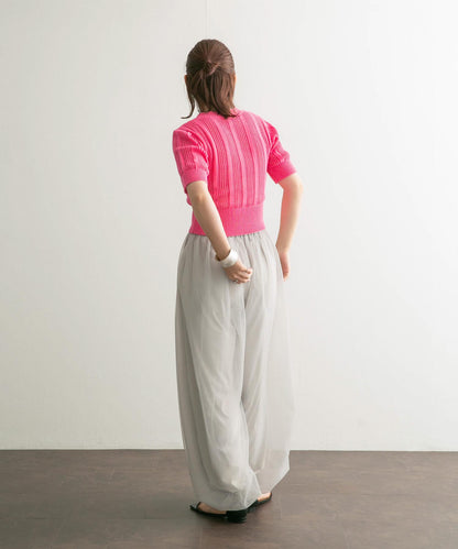 透視條紋修身針織衫