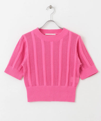 透視條紋修身針織衫