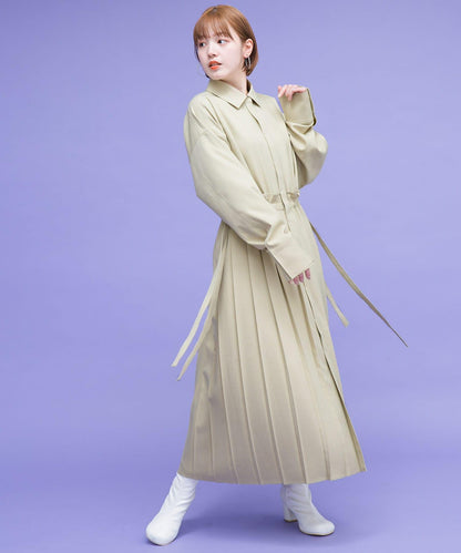 百褶拼接連衣裙