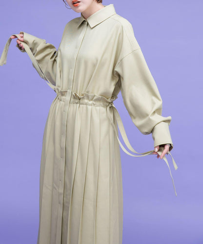 百褶拼接連衣裙