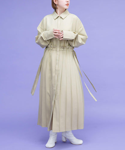 百褶拼接連衣裙