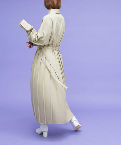 百褶拼接連衣裙