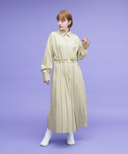 百褶拼接連衣裙