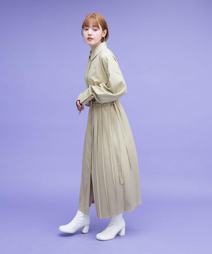 百褶拼接連衣裙