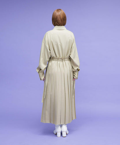 百褶拼接連衣裙