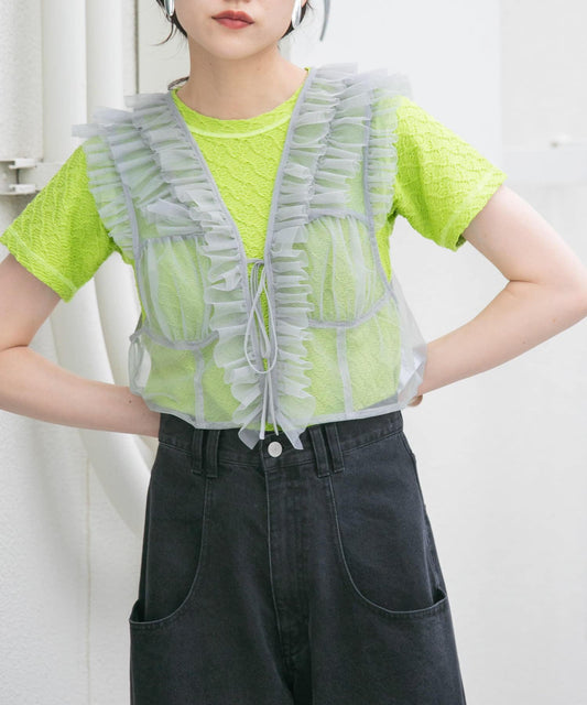 拼接設計褶皺T恤