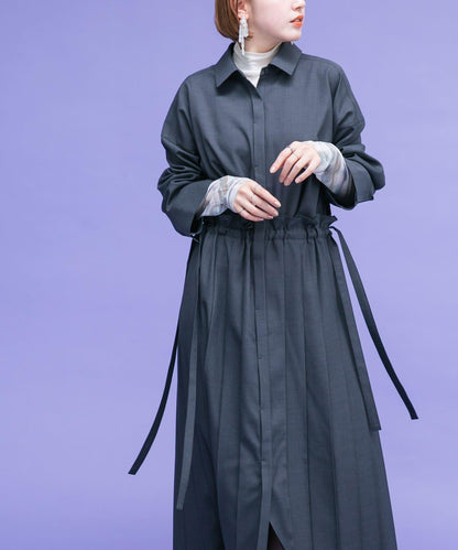 百褶拼接連衣裙